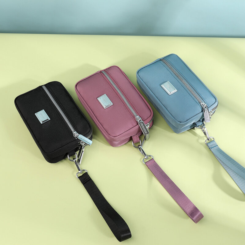 Bolso pequeño de nailon para mujer, Mini billetera de Color sólido, bolso de teléfono para estudiante, monedero Simple con cremallera, bolsos baratos para mujer