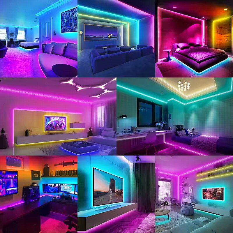 RGB LEDストリップライト,装飾ライト,フレキシブル,TVバックライト,ダイオード,アプリ制御,USB, 5050