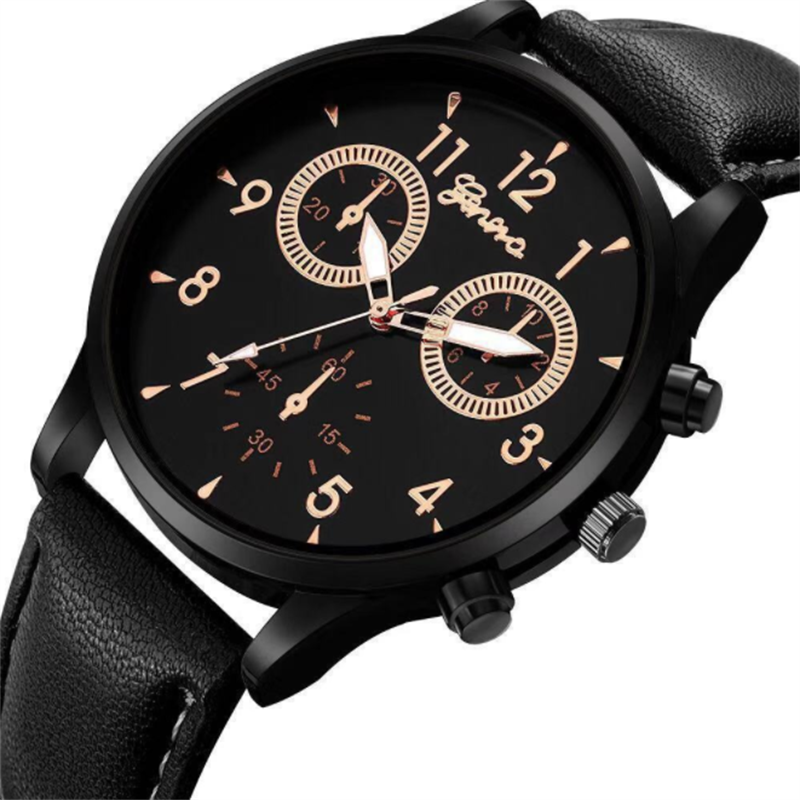 Heren Horloge Britse Britse Mannen Drie Ogen Nieuwe Heren Horloge Lederen Band Quartz Horloge Gift
