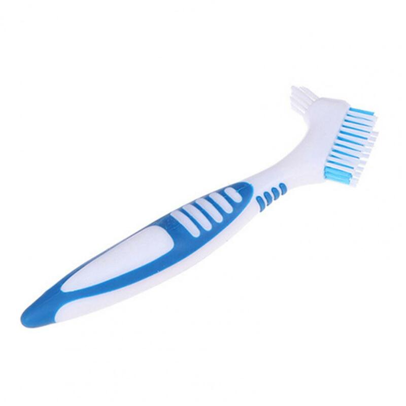 หัวแปรงฟันปลอมแบบอ่อนรูปตัว Y แบบพกพาสองด้านเครื่องมือหัวแปรงทำความสะอาดฟันปลอมพลาสติกสำหรับใช้เดินทาง