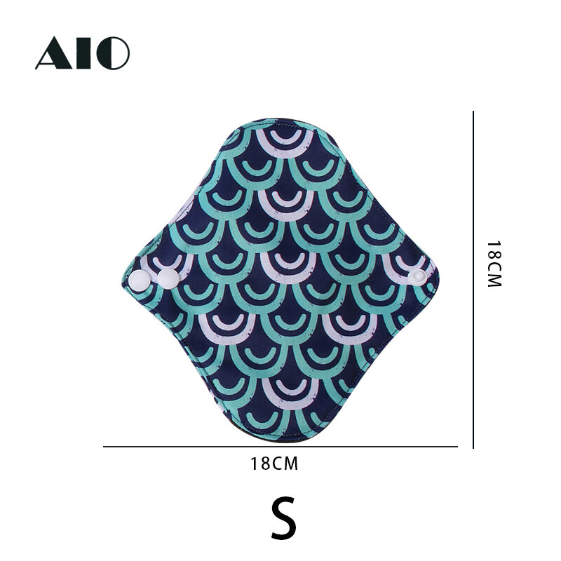 AIO ปะเก็นใหม่ผ้าประจำเดือนแผ่นอนามัยนำมาใช้ใหม่ได้สำหรับผู้หญิงซักได้ผ้าเช็ดปากด้วยถ่านไม้ไผ่ด้านใน s/m/l