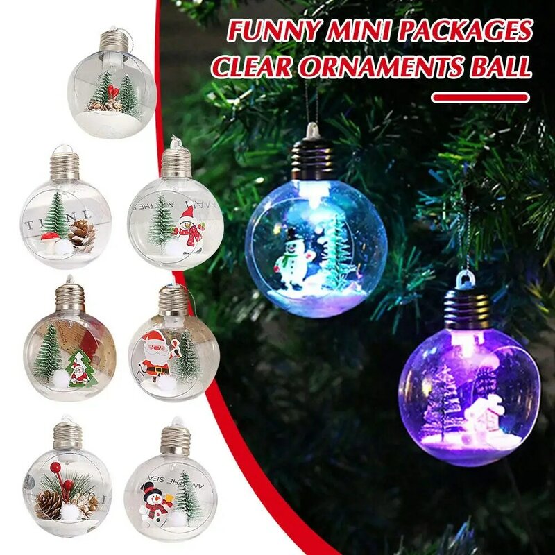 شفاف LED أضواء عيد الميلاد الكرة ، مضاءة معلقة الديكور ، توهج كرات ، حفلة منزلية ، مهرجان الهدايا ، طفل ، S3E5