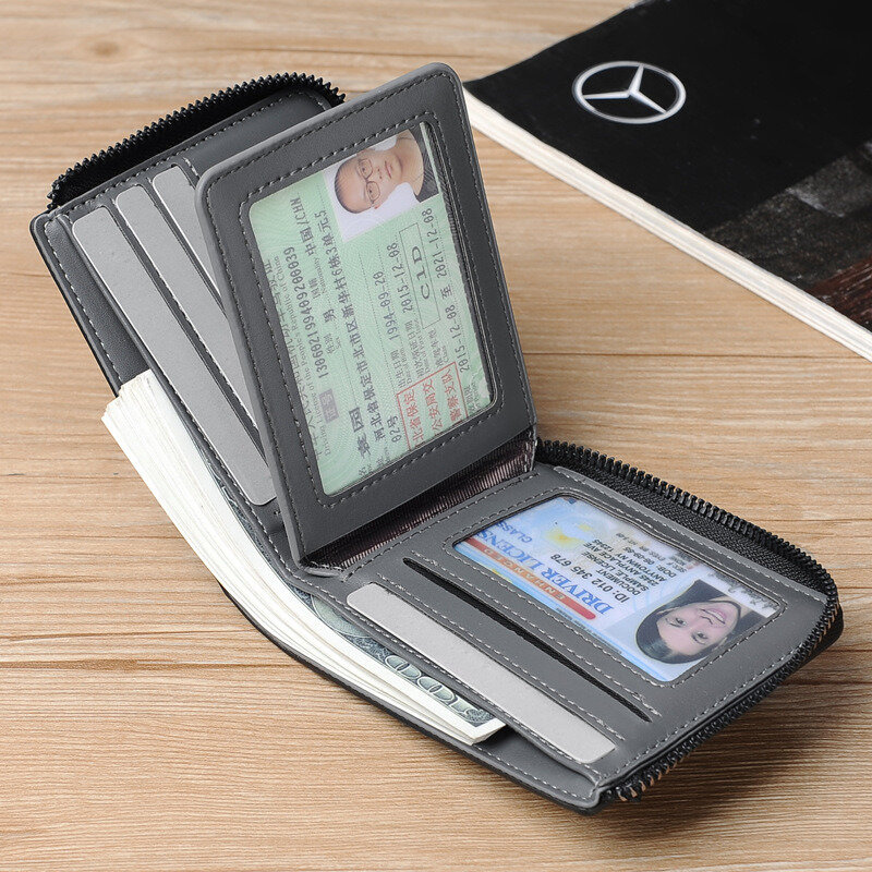 Nowy męski portfel-dowód osobisty-z wygodnym noszeniem karty z kartą zapobiegającą rozmagnesowania