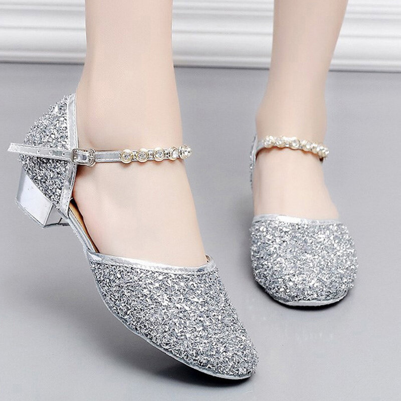 High Heels Gold Silver Shoes Woman Party Wedding Shoes 3.5CM Low Heel Ladies Shoes Pumps Women Shoes Chaussure Femme Talon