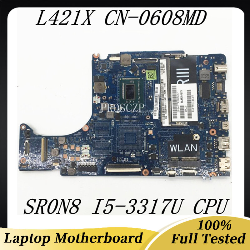 델 XPS 14 L421X 노트북 마더보드, CN-0608MD 0608MD 0608MD, QLM00 LA-7841P W/ SR0N8 I5-3317U CPU 100%, 전체 테스트 완료