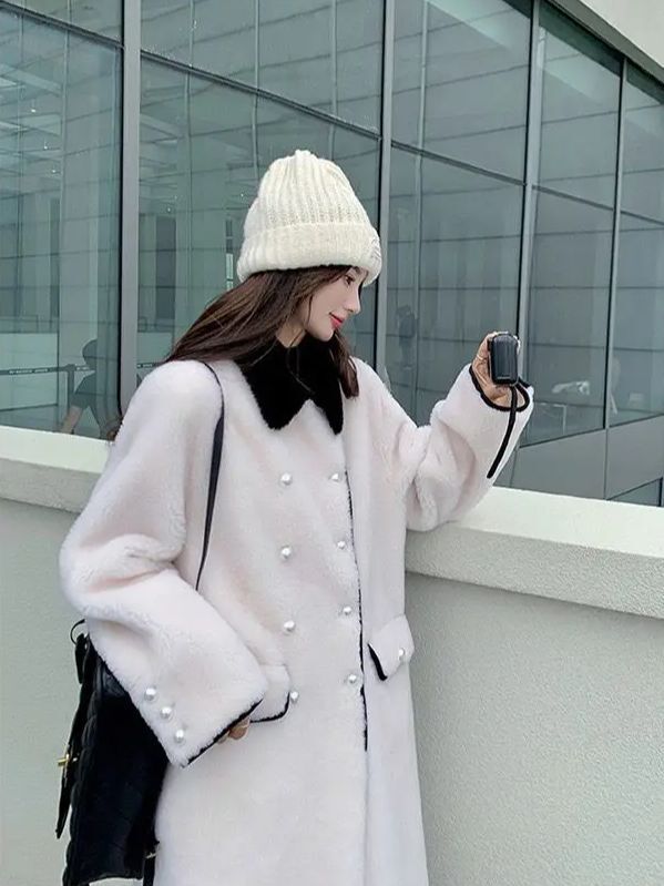 Corea giacca di lana di agnello di media lunghezza donna nuova serie coreana giacca imbottita in cotone foderata in pile a vento delicato pelliccia integrata