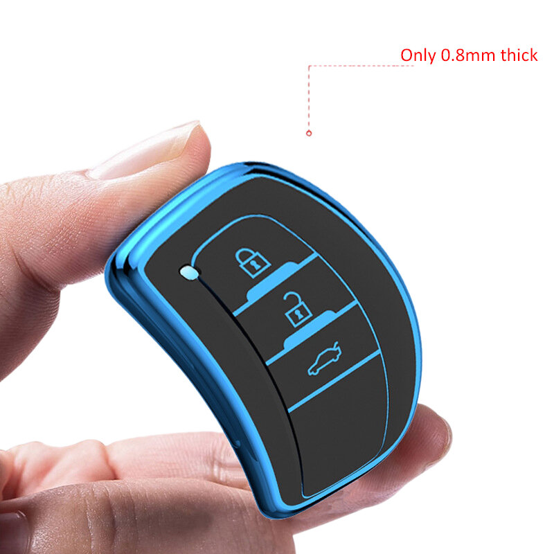 Car Key Case TPU All Inclusive Three Button Key Protector Cover for Toyota Camry Corolla CHR Highlander 2017-2019 Car