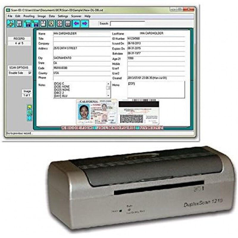 듀플렉스 운전 면허증 스캐너, 연령 확인 기능 포함, Windows용 스캔 ID 풀 버전 포함