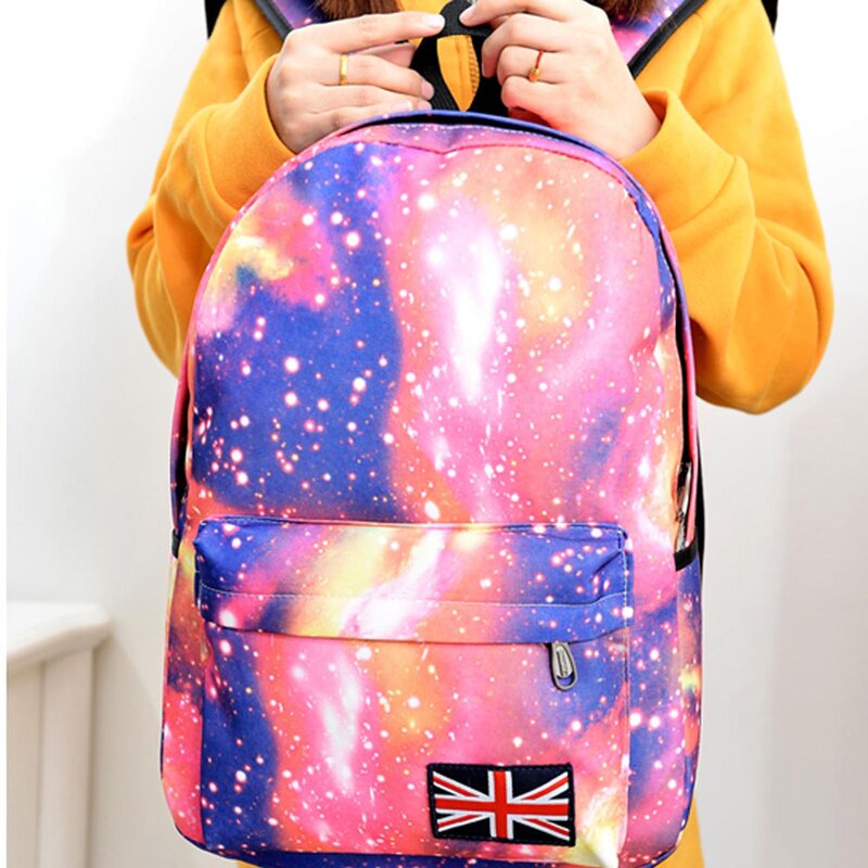 Leichte Bücher tasche für Teenager Sternen himmel Tages rucksack mit Front Utility Pocket Schul material für Schüler Jungen Mädchen