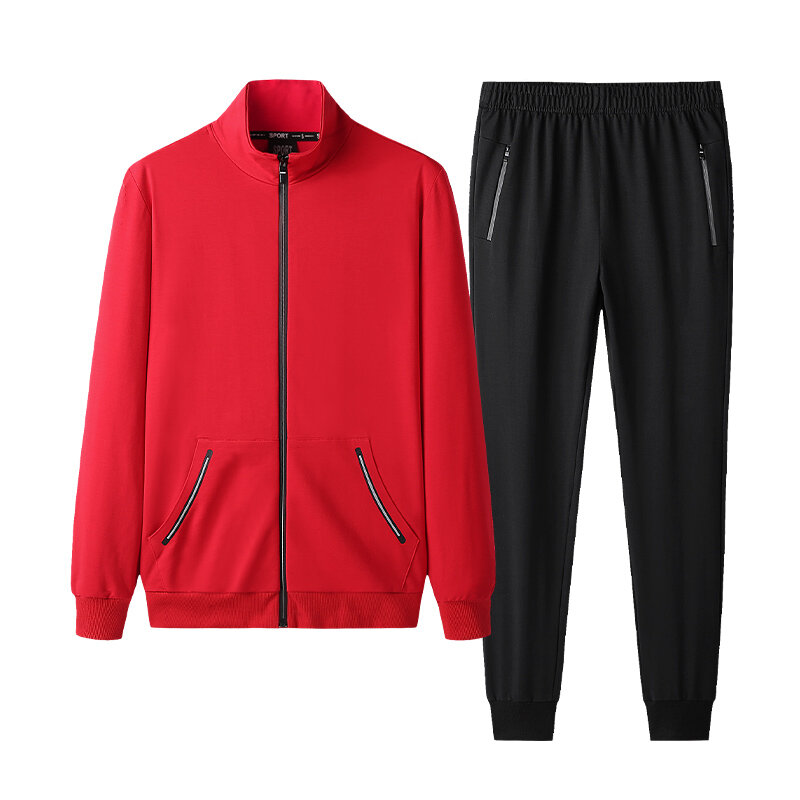 Conjunto de ropa deportiva para hombre, chándal de 2 piezas, chaqueta y pantalones, 8xl 7xl talla grande, otoño