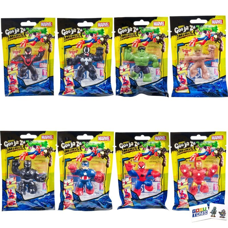 Heroes of Goo Jit Zu Marvel Mini Series Pack Spider-Man Hulk Iron Man Venom Action Figures Stretchy Decompress Soft Plastic Toys