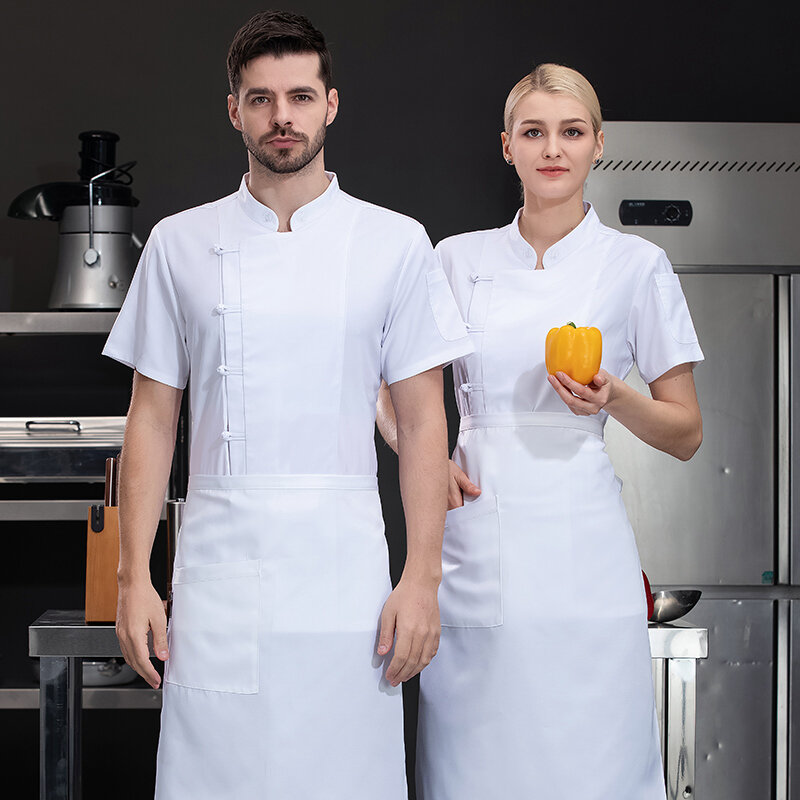 Odzież robocza koszula szefa kuchni usługi gastronomiczne stroje hotelowe piekarz gotuje ubrania akcesoria do restauracji kelnerka kurtka kuchenna fartuch szefa kuchni mężczyzna