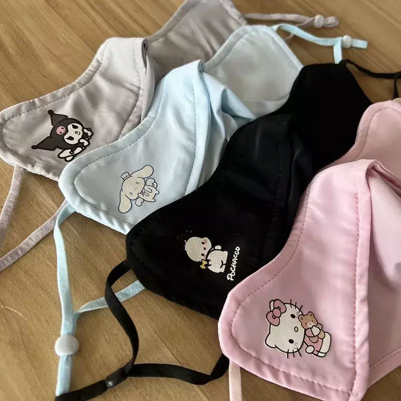 Kawaii Sanrio Anime maschera per la protezione solare Cute Hello Kitty Kuromi Cartoon Summer Ice Silk regali lavabili ultraleggeri e sottili per ragazze