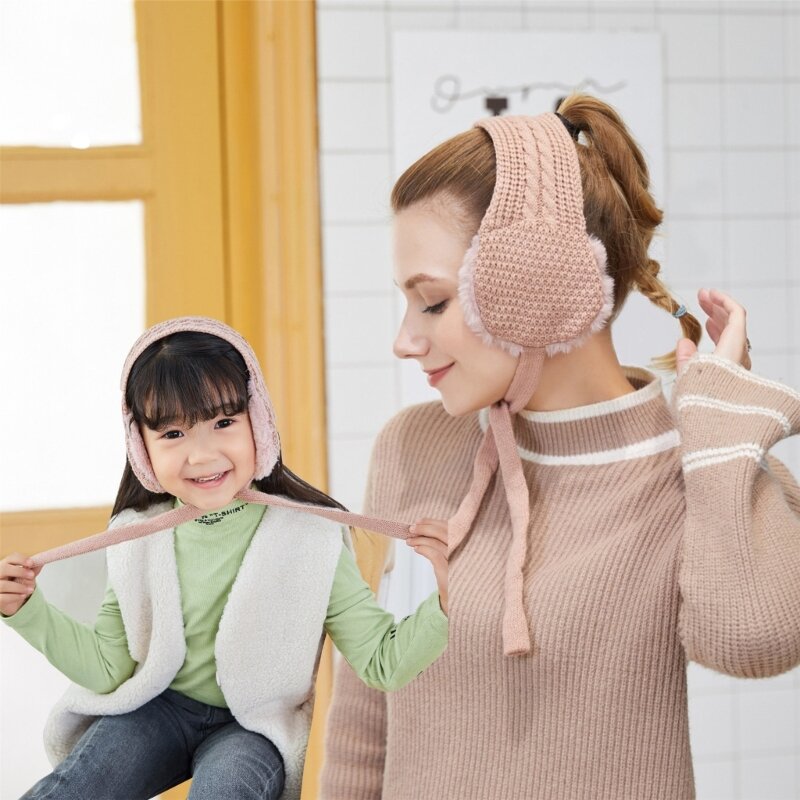 Мягкая эластичная зимняя теплая вязаная повязка для ушей, вязаная крючком повязка на голову, вязаные наушники для детей