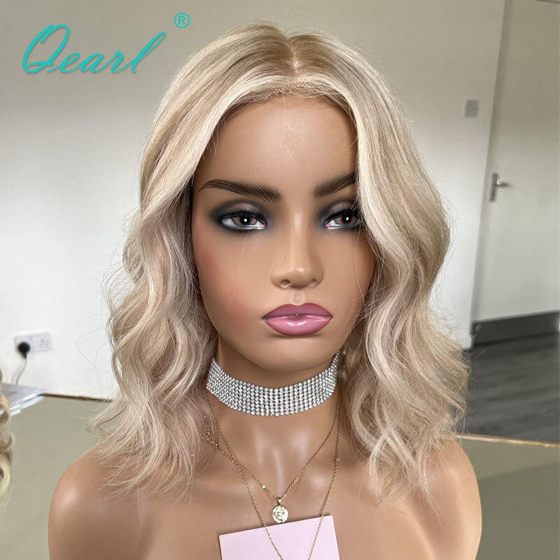 Qearl-Perruque Lace Front Wig Naturelle à Reflets Platinum Blonde HD, Cheveux Humains, 13x4, Icy Golden Document, Vente de 180%