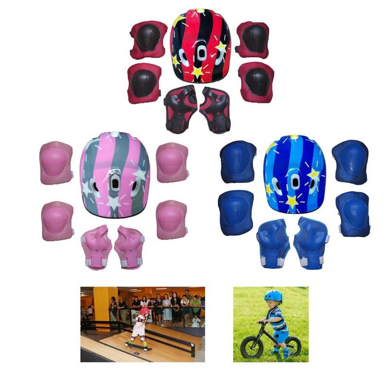 7ピース/セットサイクリングヤシガード耐摩耗性子供安全膝パッドバイク使用子供安全防護服