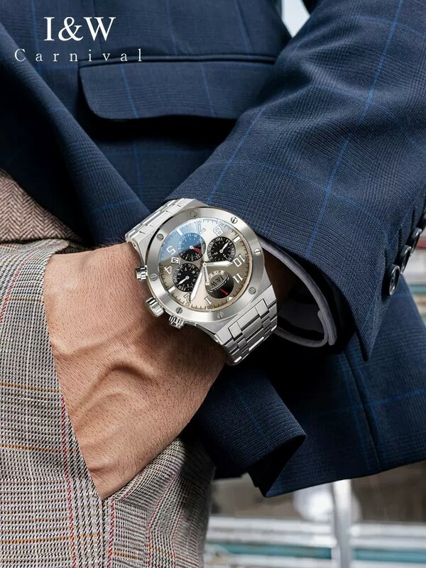 Orologio meccanico automatico da uomo IW cinturino in acciaio inossidabile impermeabile orologio meccanico MIYOTA da uomo Fashion Reloj Hombre