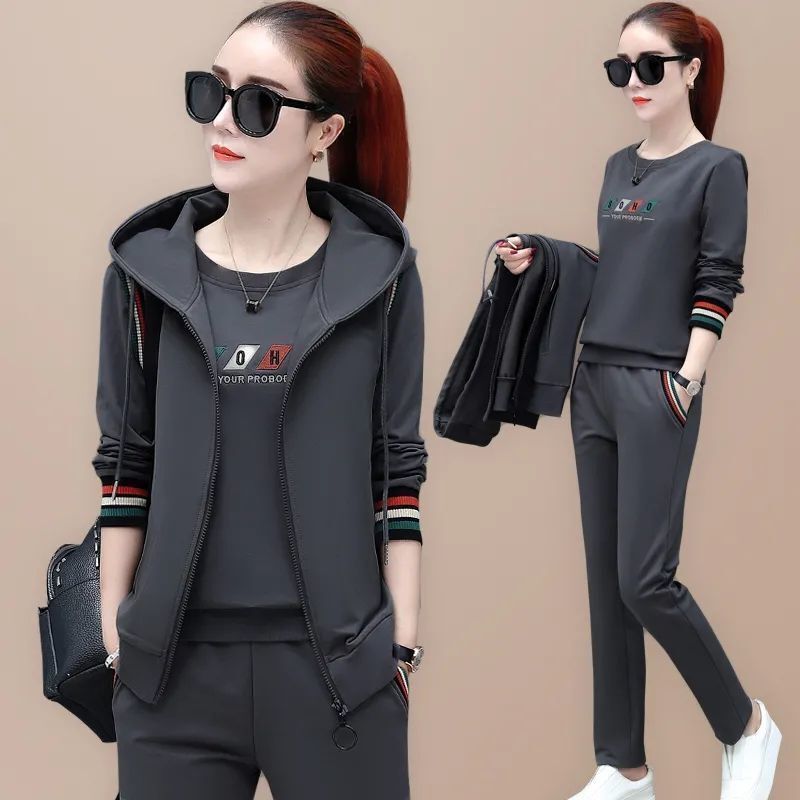 Fashion Women's Suit 2023 New Korean Version Spring and Autumn Long Sleeve Top Casual Sportswear Elegant Women's Three Suits