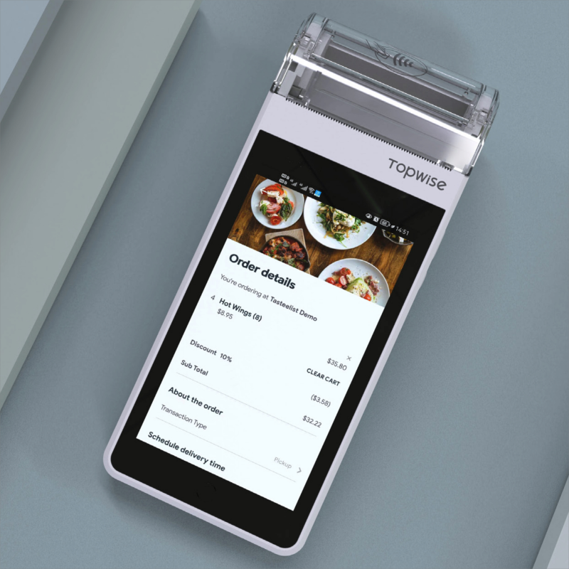 Pemesanan makanan Online PDA kolektor pembayaran pintar 5.0 inci layar sentuh Android Terminal seluler UNTUK RESTORAN