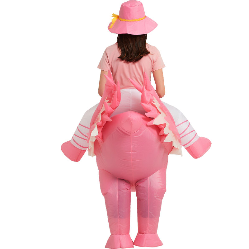 Costume de flamant rose gonflable pour enfants, équitation sur Nairobi Orn, olympiques de lapin drôle, robe de cosplay de paupières, fête d'Halloween, costume pour adulte