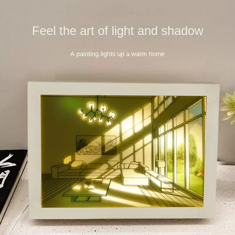 Wall Desktop Decor USB Plug-in without Battery Lights Painting LED Light Painting 3Colors Adjustable Livingroom Bedroom
