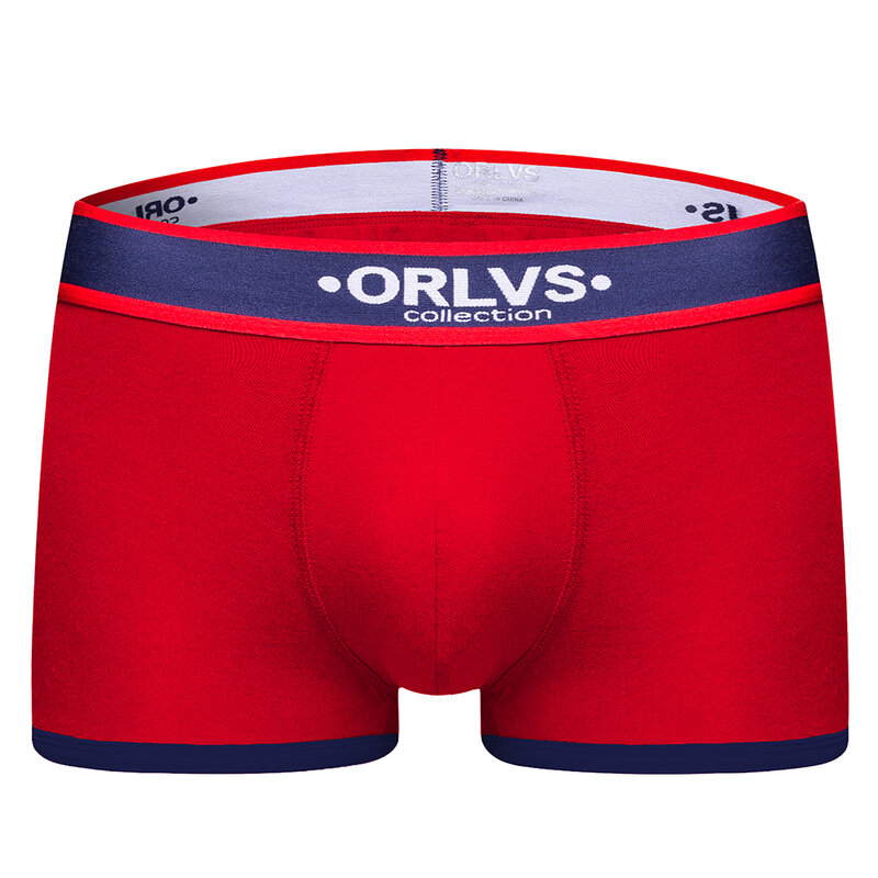 ORLVS-남성용 통기성 코튼 브랜드 속옷, 섹시한 팬티, 짧은 남성 속옷, 복서 쇼츠, 소프트 슬립 복서