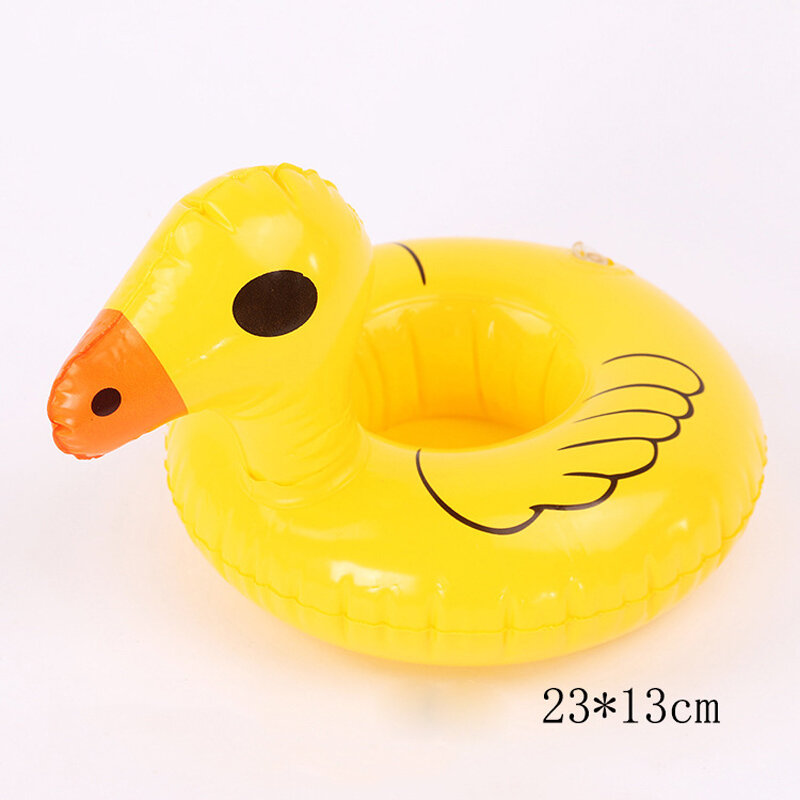 Nadmuchiwany uchwyt na kubek Cartoon kaczka uchwyt na napoje pływanie pływający w basenie kąpieli zabawka basenowa Party pasek dekoracyjny podstawki zabawki do kąpieli