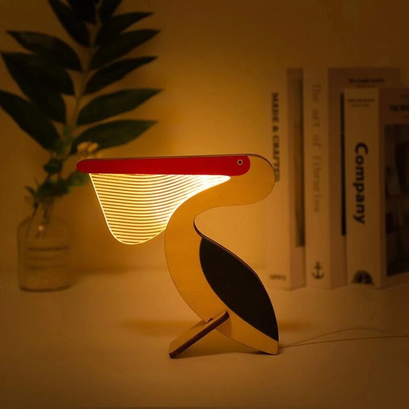 Luce notturna luminosa vendita calda nuovo gufo pavone decorazione in legno acrilico traslucido LED luce decorativa