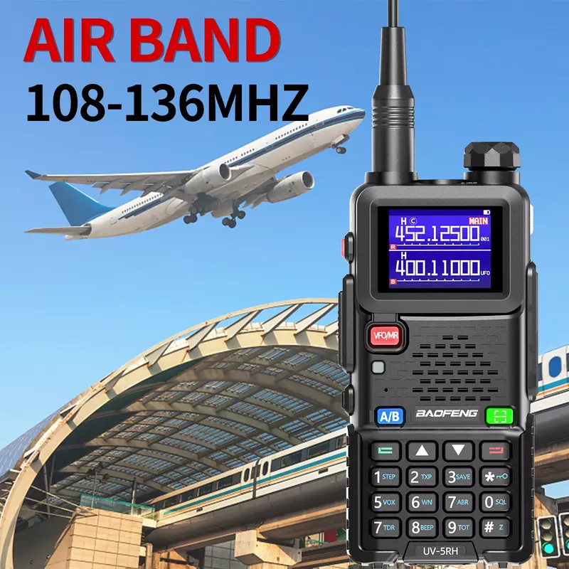 2 pz Baofeng Uv 5RH Air Band Walkie Talkie 10W Wireless Set frequenza Type-C ricarica aggiornata UV 5R Radio bidirezionale