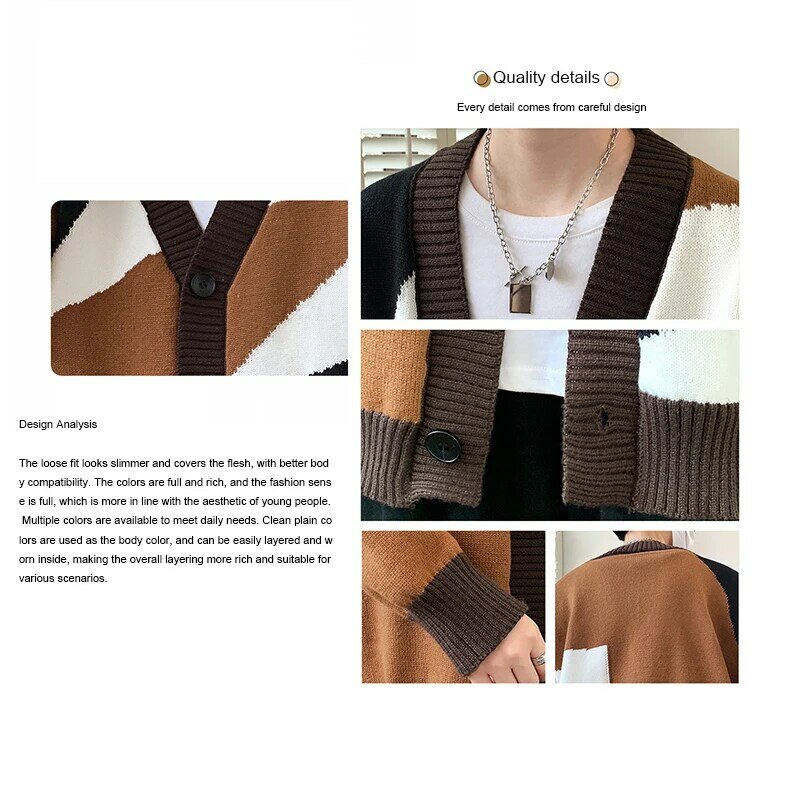 Men's Autumn and Winter Casual and Comfortable Knitted Sweater Thickened Twisted Flower Cardigan Sweater
