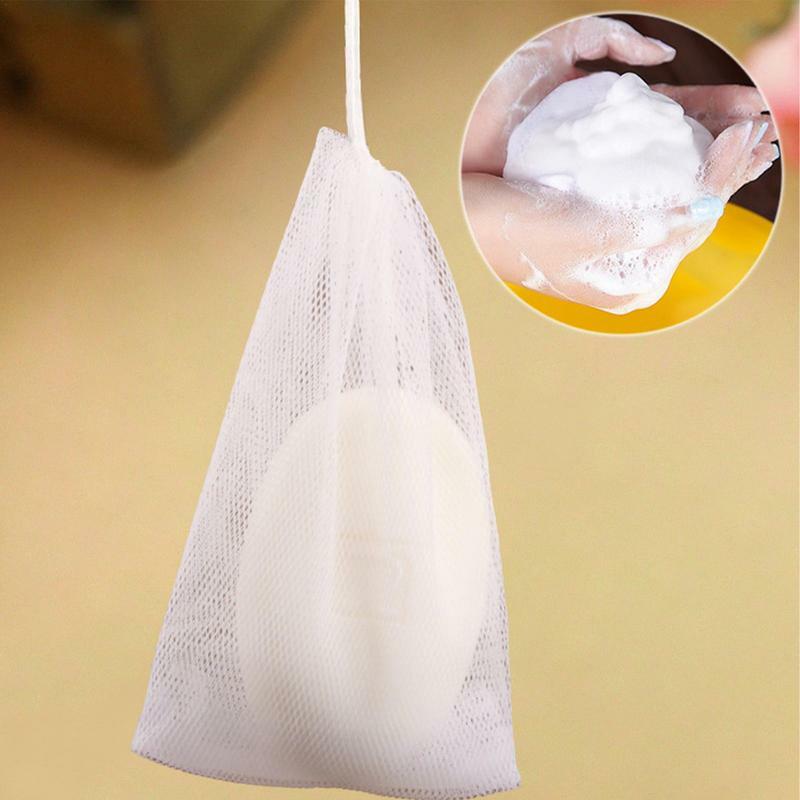 Mesh Soap Bag Hangable Bubble Mesh Soaped Glove Wash Pouch Face Wash Milk Foaming Net Pouches Container Drawstring Bags