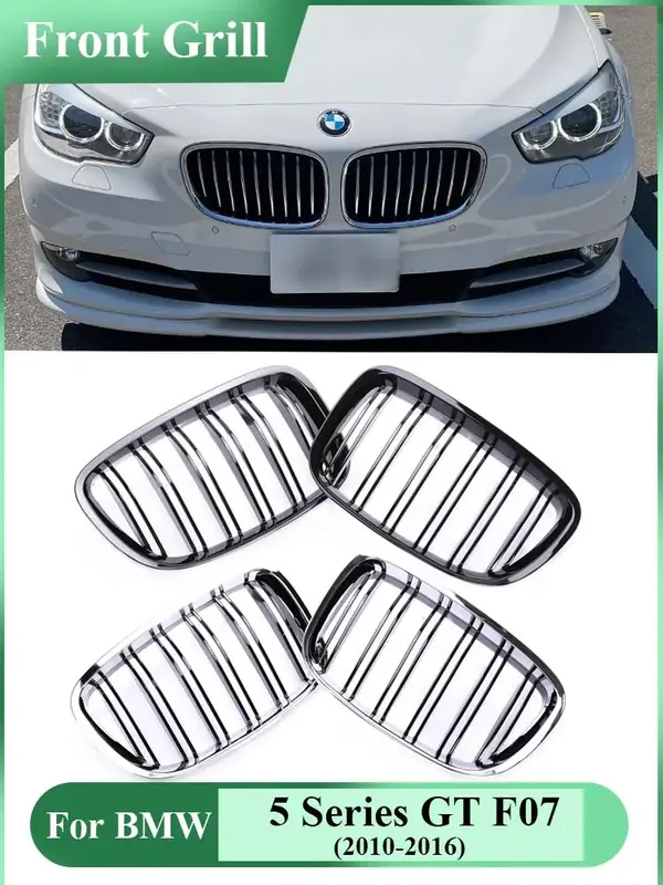 Dla BMW 5 Series GT F07 2010-2016 osłony błotników z włókna węglowego czarny błyszczący M kolor niższy przód zderzak nerka górna kratka