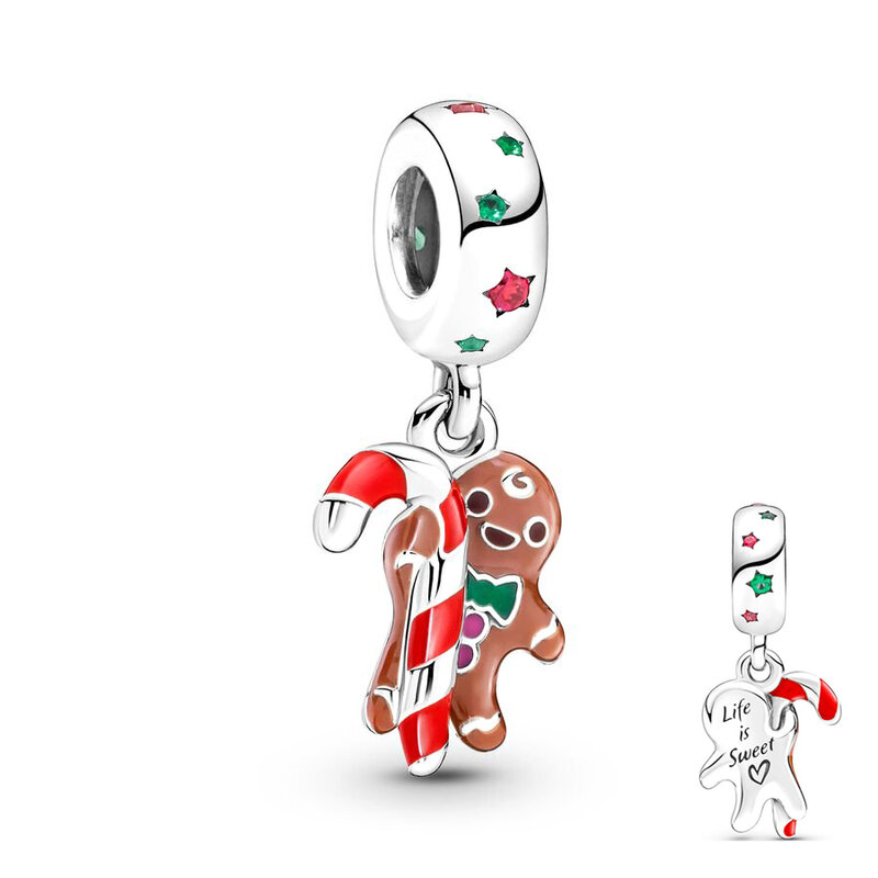 ใหม่925เงินสเตอร์ลิง Charms คริสต์มาส Santa Claus Reindeer Snowman Tree Bead Fit Pandora สร้อยข้อมือ DIY ผู้หญิงเครื่องประดับ