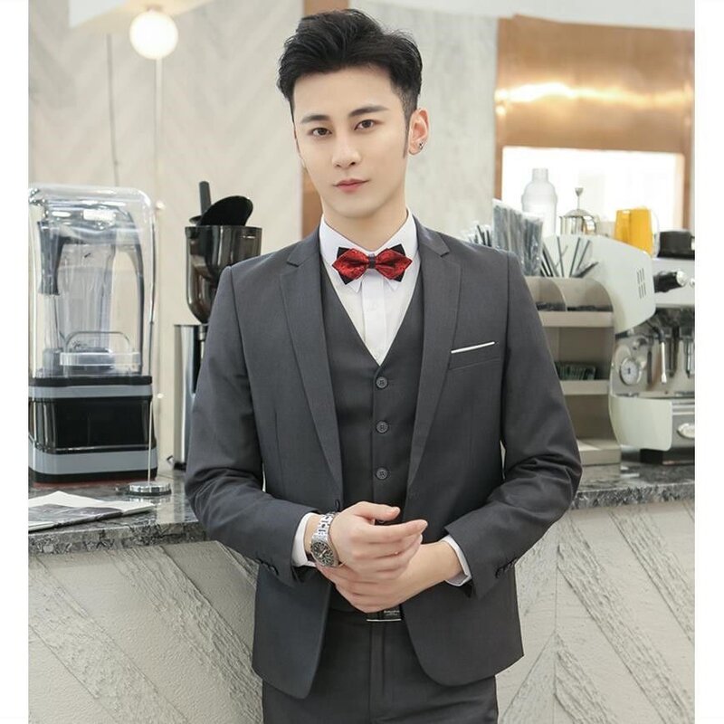 R-4 Men's business formal attire, professional casual, small suit, tailored groomsman, groom, wedding dress