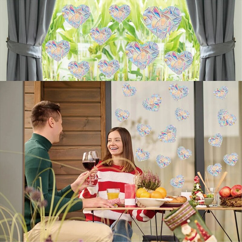 Prism Window Decals Heart-shaped Window Stickers Suitable For Kitchen Dining Room