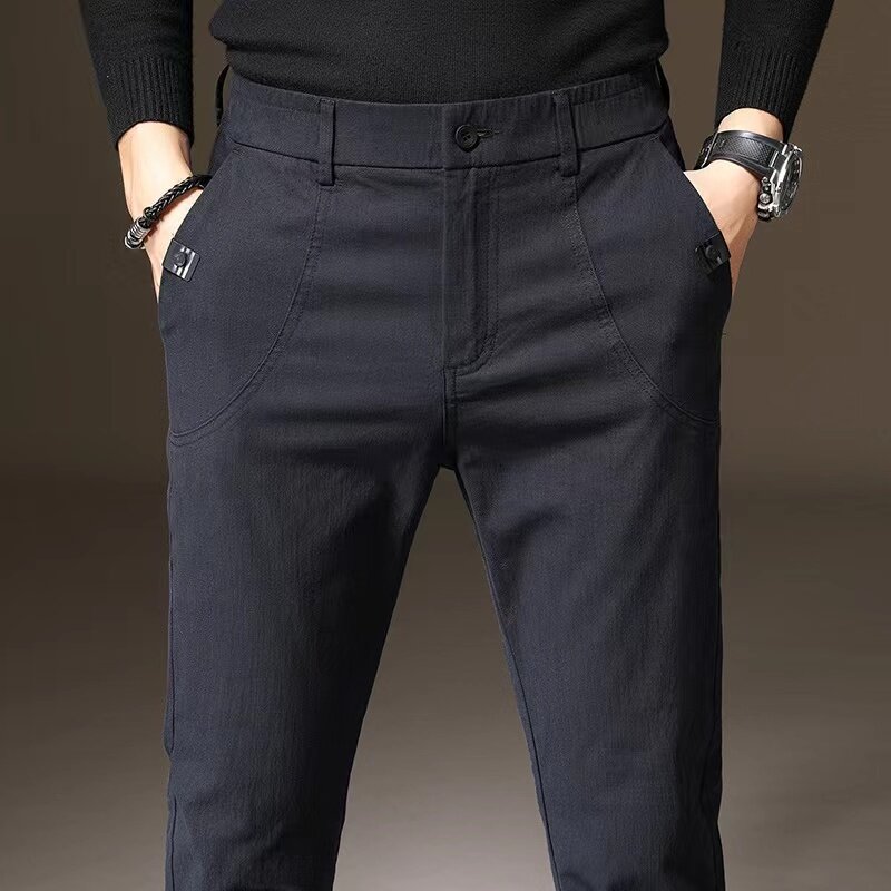 Брюки мужские повседневные однотонные, удобные дышащие облегающие деловые штаны для мужчин