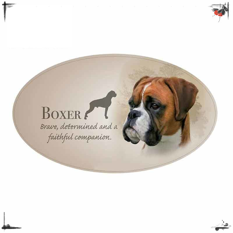 1 buah Boxer lucu jendela anjing Decal halus stiker mobil kepribadian hewan peliharaan anjing grafis tahan air dekorasi 13cm x 7.9cm