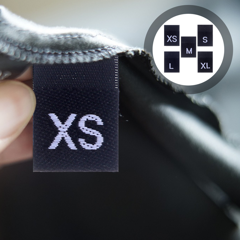 "Ultnice Custom Size Custom Naaiformaat Stof Labels Voor Het Naaien Van Kleding-500 Stuks Zwart Shirt Maten XS-XL"