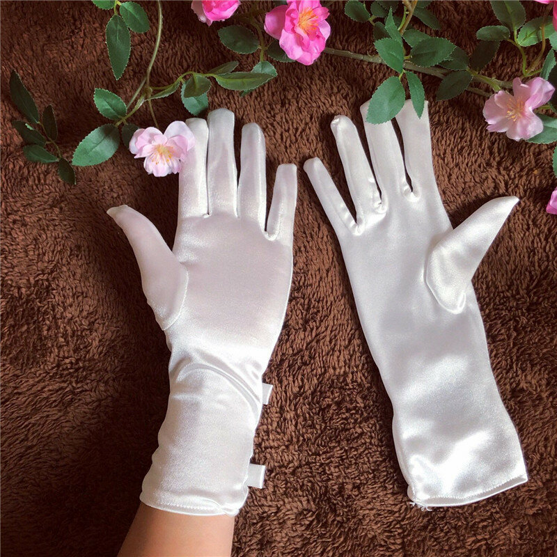 Bridal wedding gloves Lace white bow wedding gloves Wedding wedding gloves Short satin gloves