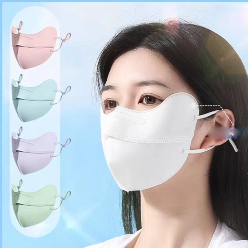 Máscara facial de seda de gelo respirável, lenço anti-UV, máscara anti-sol, esportes ao ar livre, venda quente