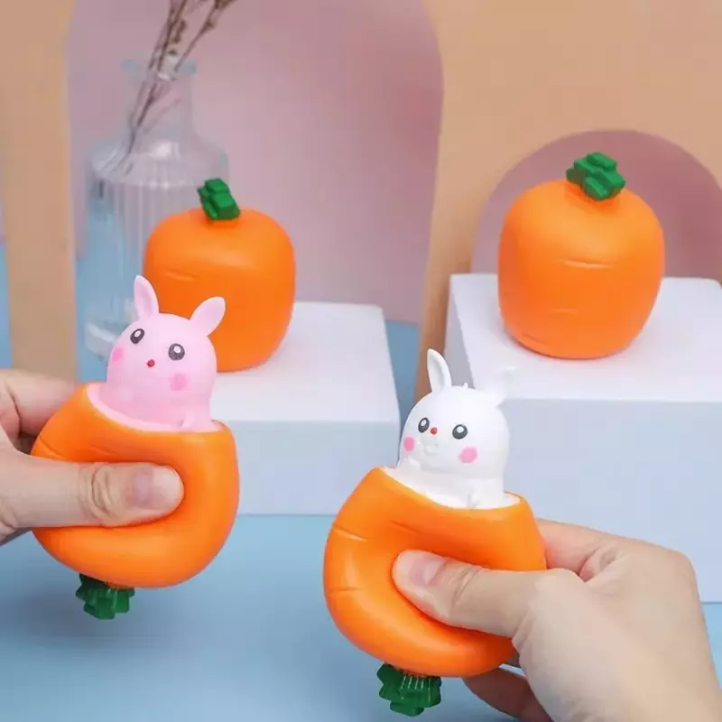 Novelty Carrot Rabbit Cup Squeeze Toys Bunny Squishy Fidget Vent Toy Creative Miniature Sensory Decompression Gift for Kid Adult