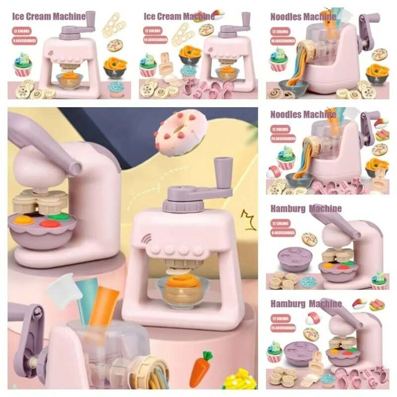 Mainan memasak simulasi dapur es krim mesin dapur mainan mie tanah liat berwarna mesin Pasta aman Hamburg gadis