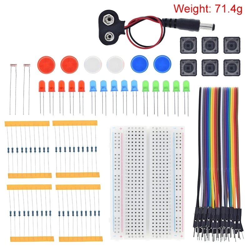 Kit de iniciación para UNO R3, Mini Placa de pruebas, botón de cable de puente LED para Arduino, Kit de bricolaje, Suite de aprendizaje de laboratorio de educación escolar