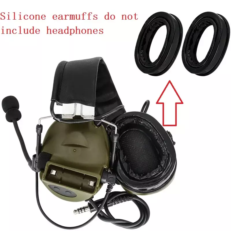 Almohadillas de silicona de Gel para los oídos, almohadillas de repuesto para Pelto Comtac I II III, reducción de ruido, auriculares tácticos, orejeras de protección para los oídos