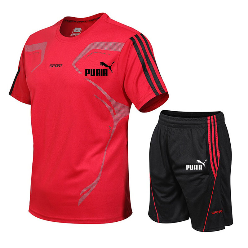 Zomer T-Shirt + Korte Sportkleding Set 2024 Voor Man Hot Sell Casual Fitness Jogger 2-delige Pakken Nieuwe Korte Mouwen Heren Trainingspak