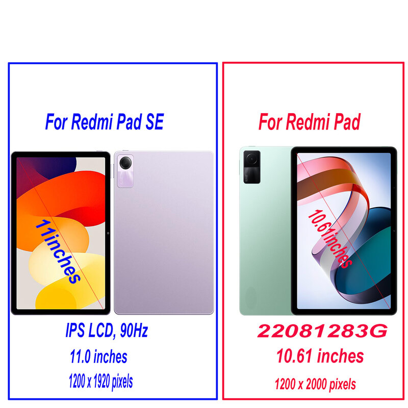 LCD Display Touch Screen Digitizer Assembly Peças para Xiaomi Redmi Pad, 10, 61 Polegada, 22081283G