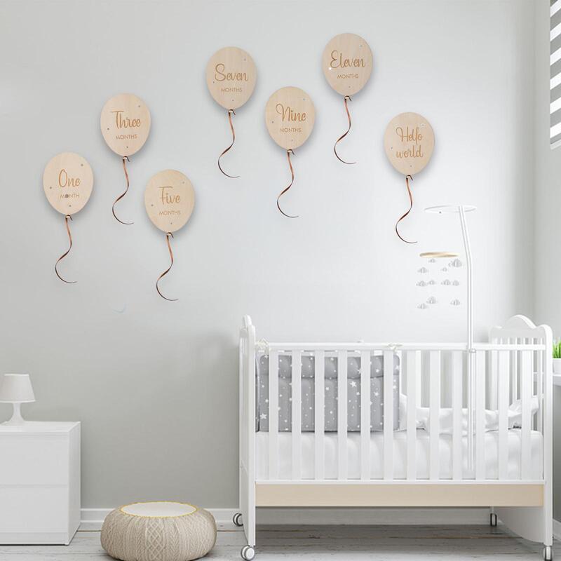 Wooden Balloon Newborn Photo Commemorative Birthday Party Decoration Baby Accessories Handmade for Birthday Party Baby Mom