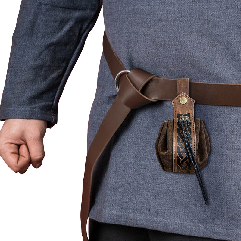 Nordic Irish Braid Pattern Money Bag Waist Bag Festival Activities Viking Style Medieval Bag Hangable Belt Wallet Ammunition Bag