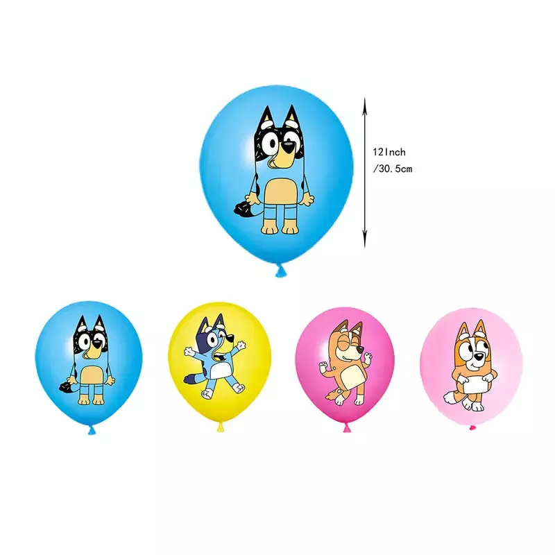 Pink Cartoon Bluey family Dog Birthday Party Supply Disposable Banner Cake Topper Hanging Flag Balloons Set Birthday Decorations
