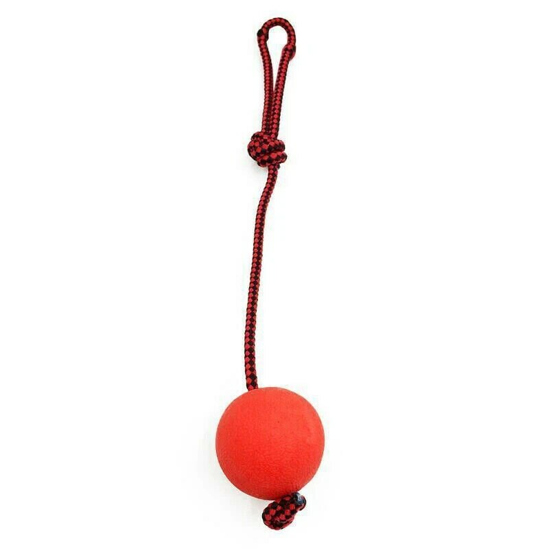 Elastic Dog Training Ball, Pet brinquedo de borracha sólida resistente à mastigação, corda vermelha, 7cm